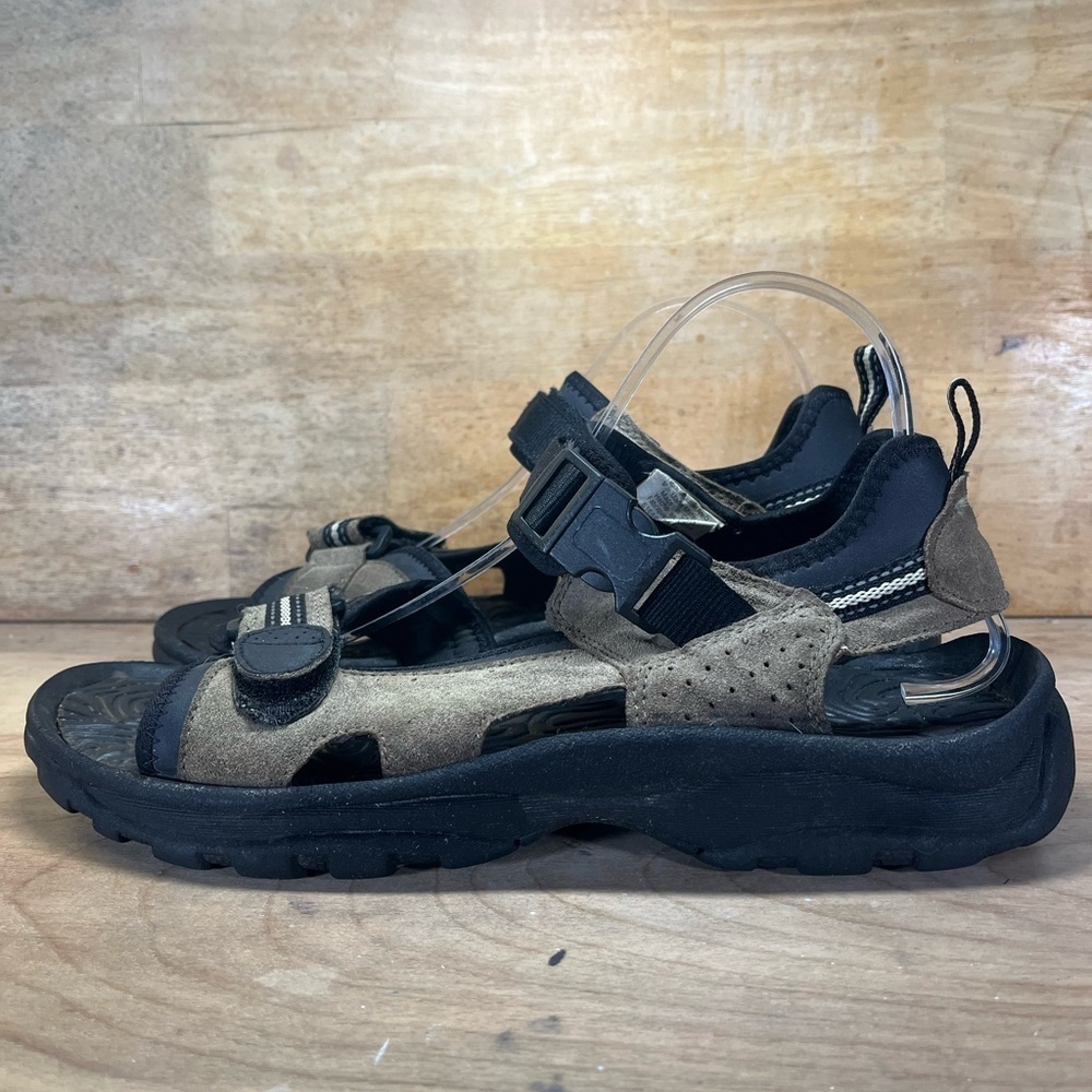 Route 66 Mens Size 10 Open Faced Leather Sandals Shoes Brown - Picture 3 of 8